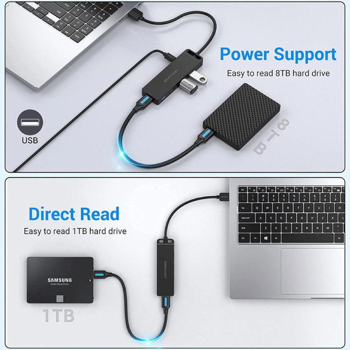 HUB 4 PUERTOS USB 3.0 4xUSB 1xMICRO USB GRIS VENTION